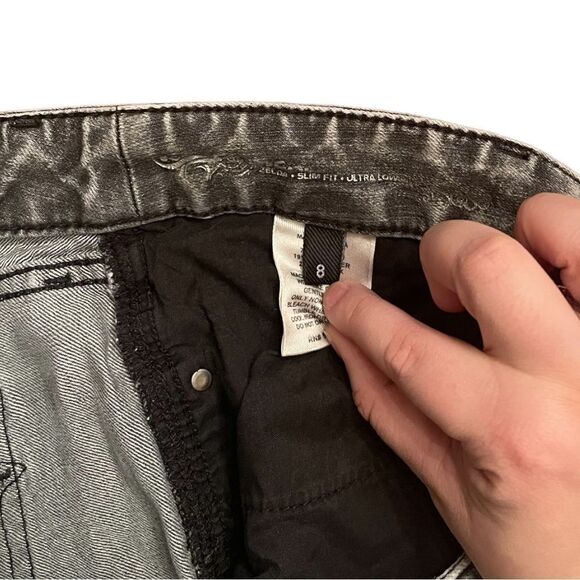 Express Zelda Slim Fit Ultra Low Rise Gray Jeans (Size 8) - Picture 4 of 11